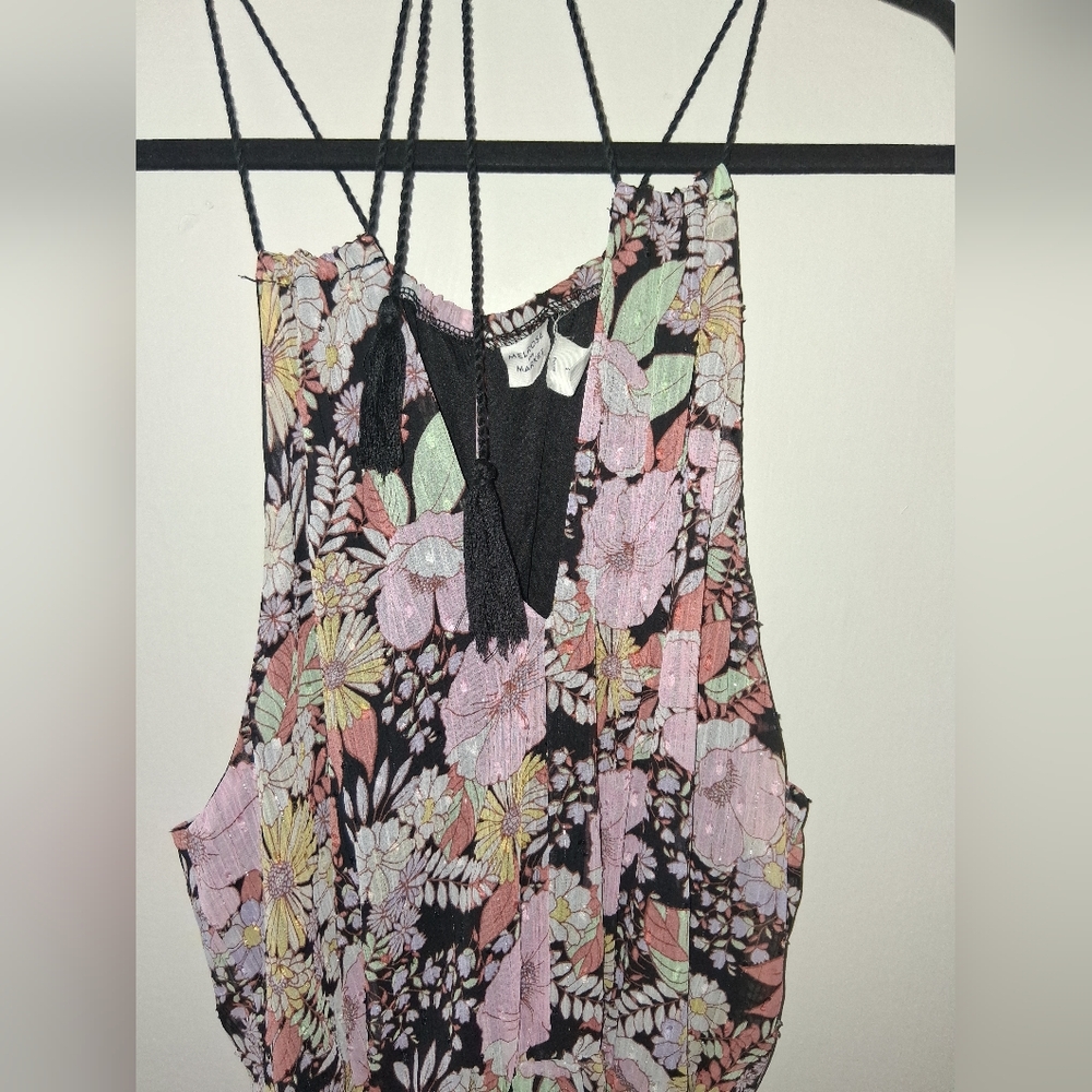 Melrose & Market Floral High‑Low Dress • Braided Straps • Tassel Tie • Size S 🌺 - Picture 5 of 13